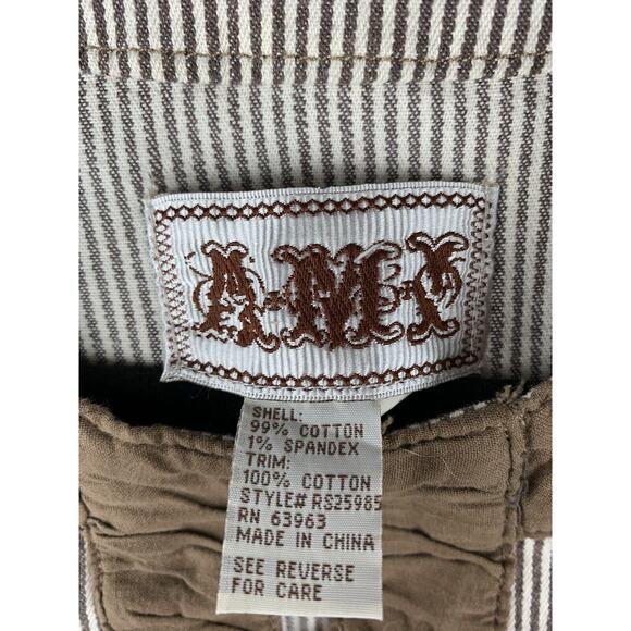 AMX‎ Jacket Womens small Animal Brown striped Cotton Cream & Brown With Ruffles - Picture 5 of 5